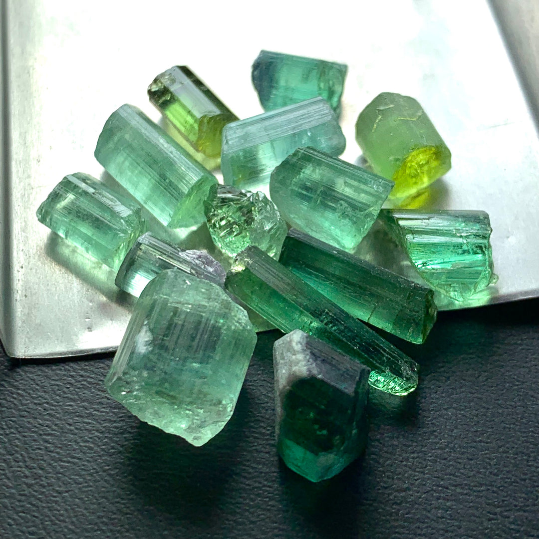 53 Carats Bluish And Green Facet Rough Tourmalines