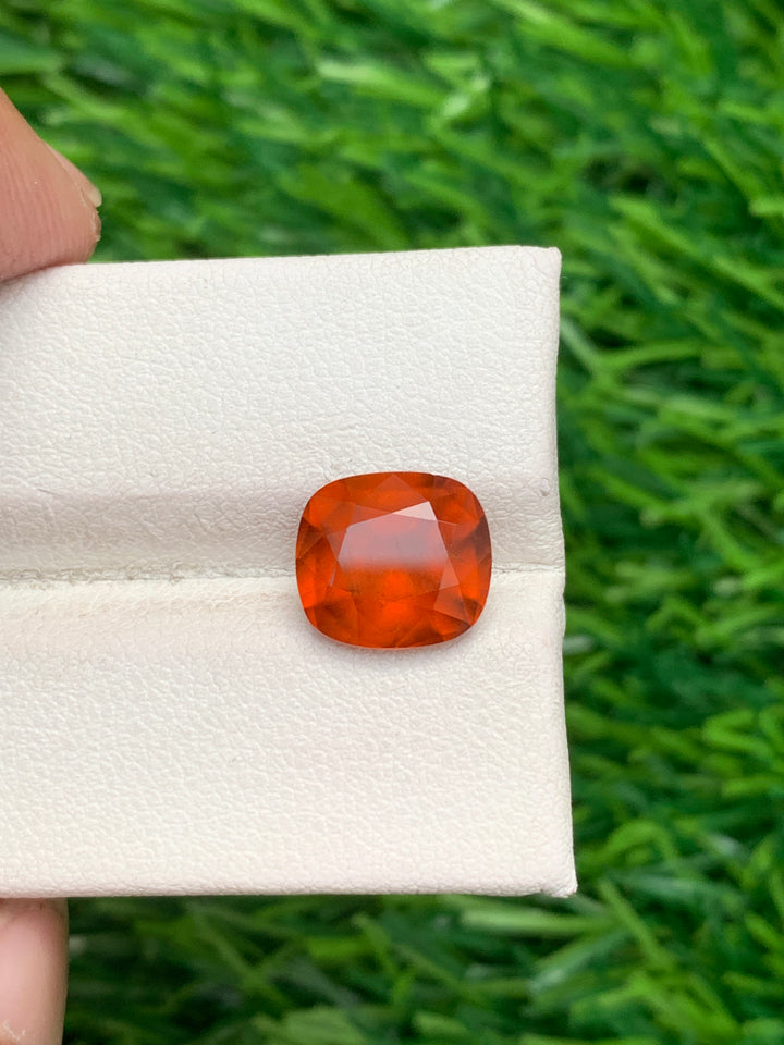 3.90 Carats Cushion Cut Hessonite Garnet - Noble Gemstones®