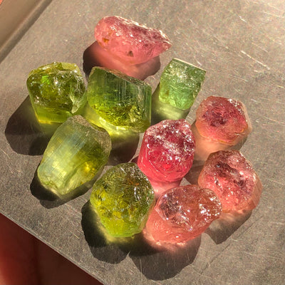 36 Carats Facet Rough Green And Pink Afghanistan Tourmalines