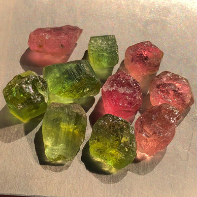 36 Carats Facet Rough Green And Pink Afghanistan Tourmalines