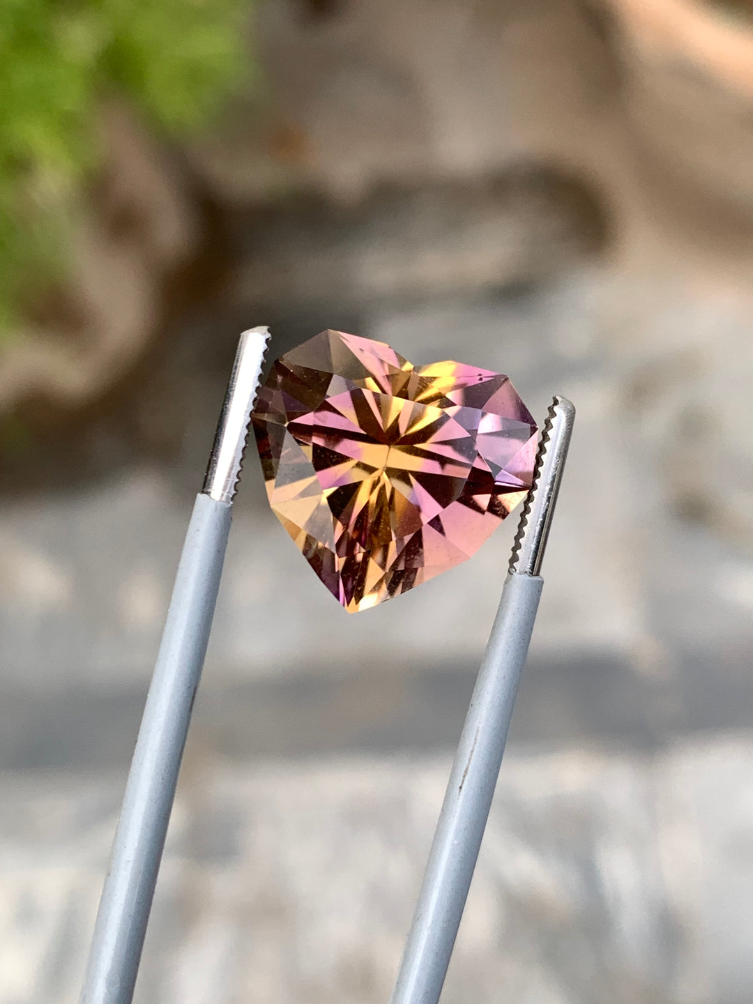 8.80 Carats Faceted Heart Shaped Bolivian Semi-Precious Ametrine