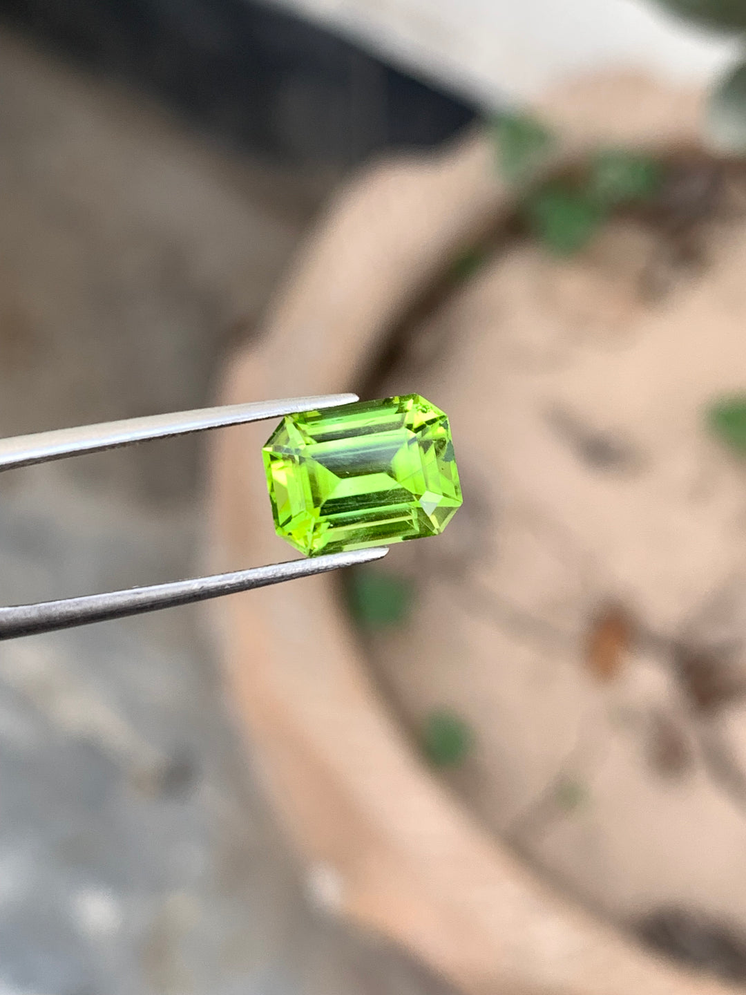 3.20 Carats Faceted Apple Green Pakistan Peridot