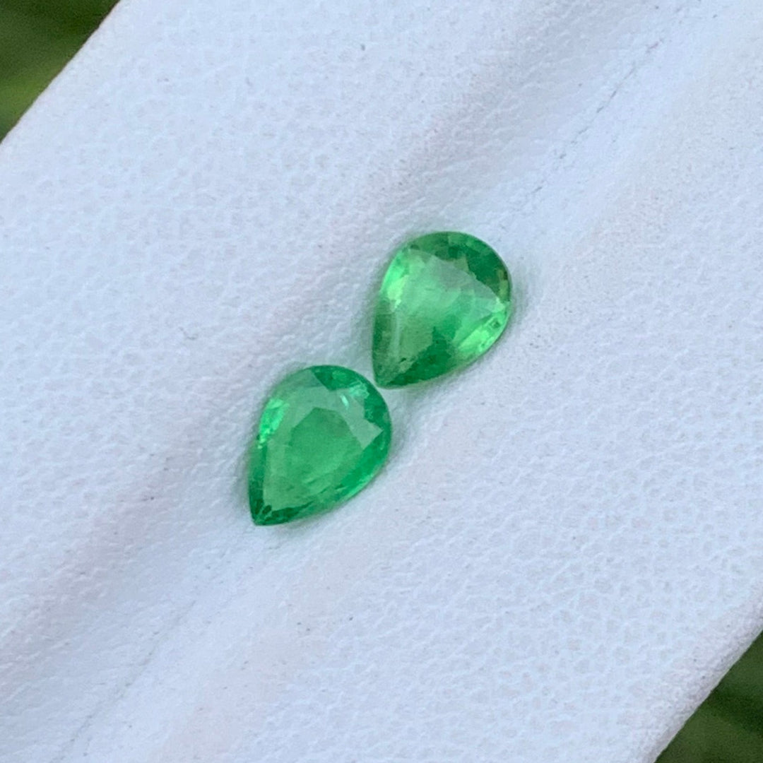 0.70 Carats Each Faceted Tsavorite Garnet Pairs