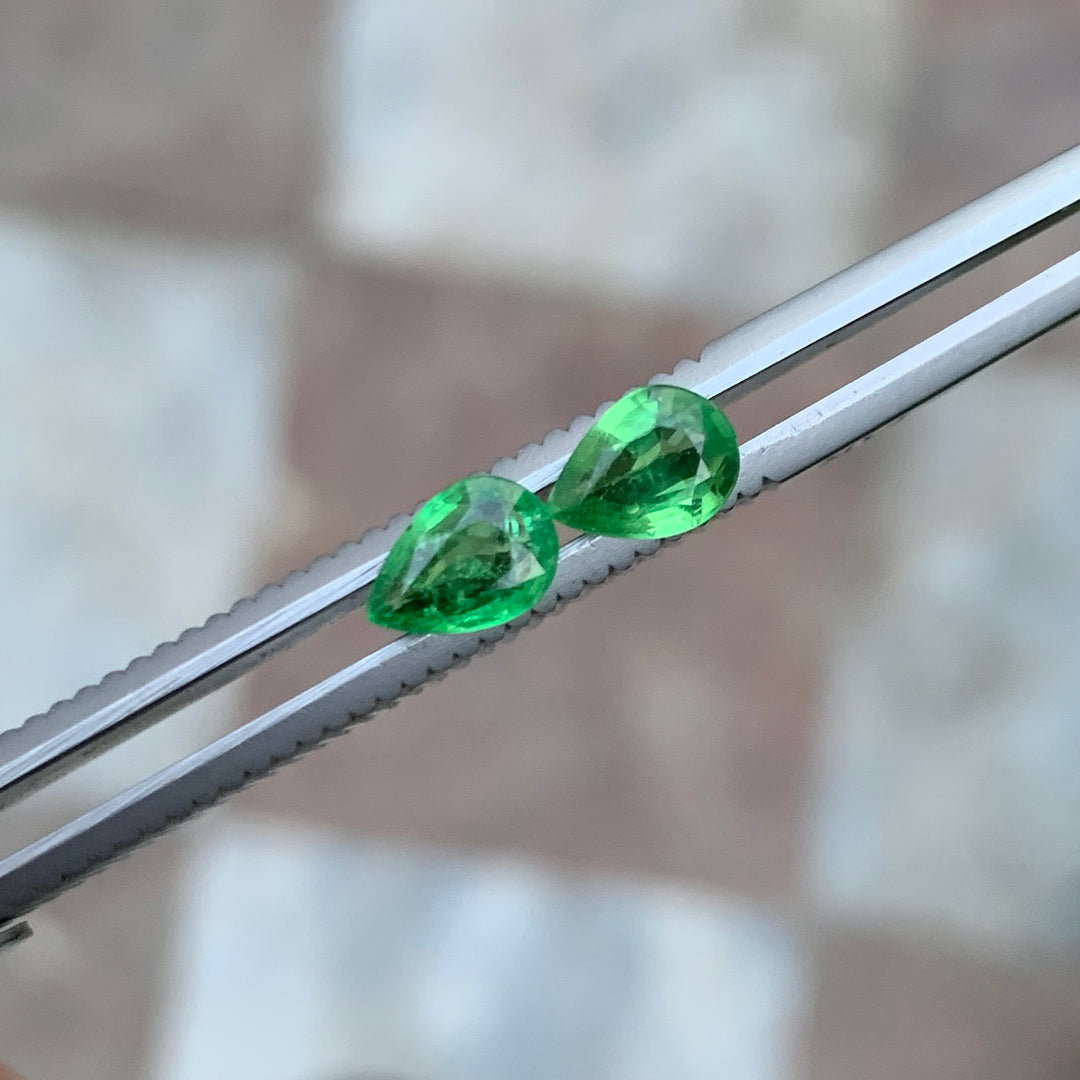 0.70 Carats Each Faceted Tsavorite Garnet Pairs