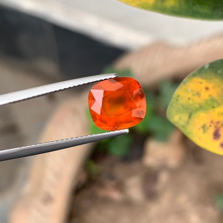 4.10 Carats Faceted Reddish Orange Hessonite Garnet