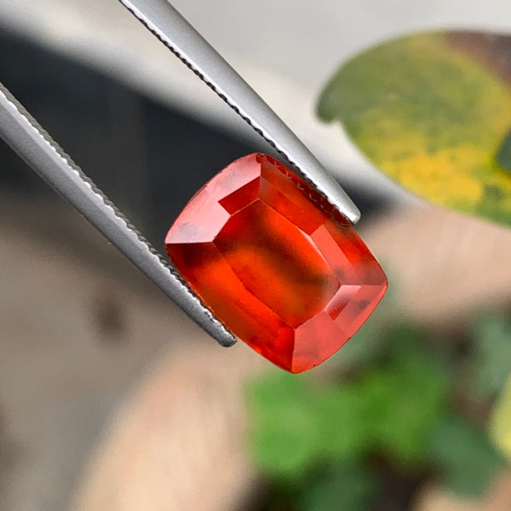 4.95 Carats Faceted Orangish Red Hessonite Garnet