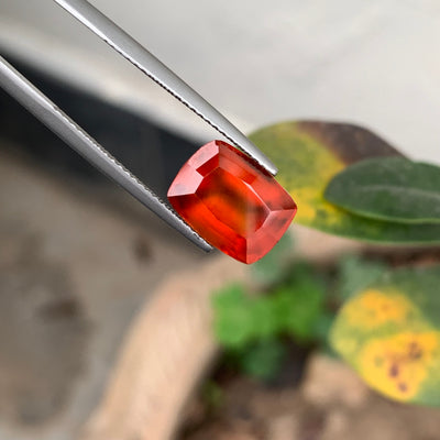 4.95 Carats Faceted Orangish Red Hessonite Garnet
