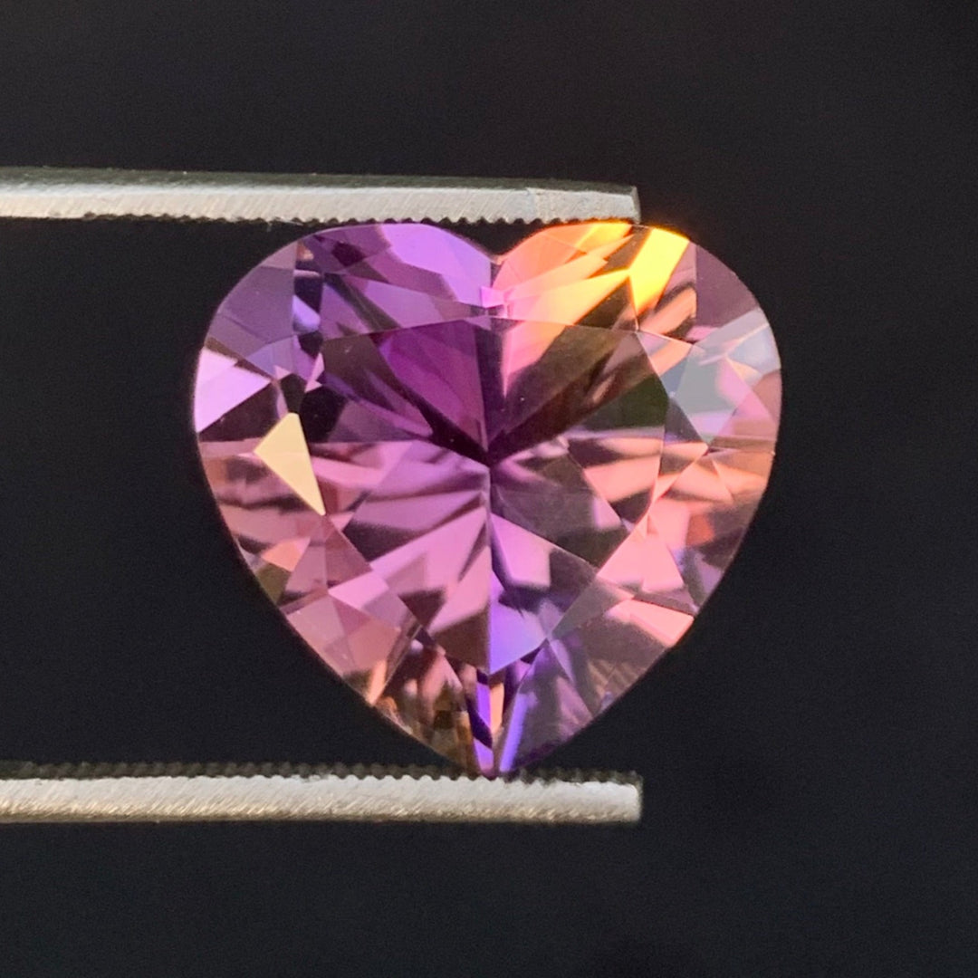 11.60 Carats Faceted Heart Shaped Bolivian Semi-Precious Ametrine