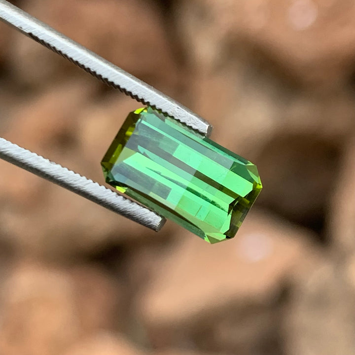 3.55 Carats Faceted Pixel Cut Bluish Green Tourmaline