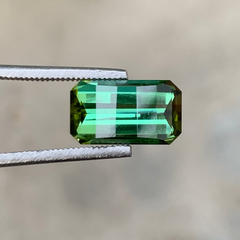 3.55 Carats Faceted Pixel Cut Bluish Green Tourmaline