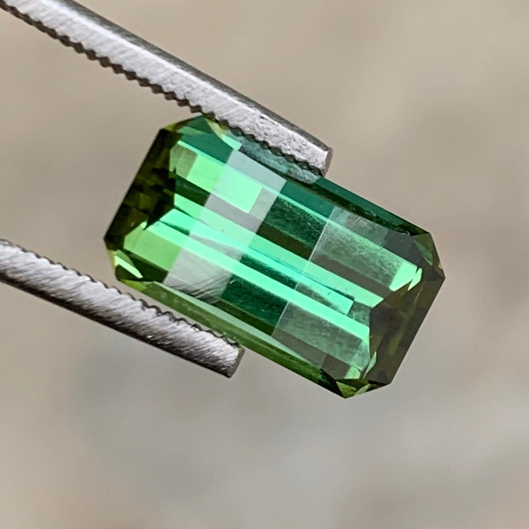 3.55 Carats Faceted Pixel Cut Bluish Green Tourmaline