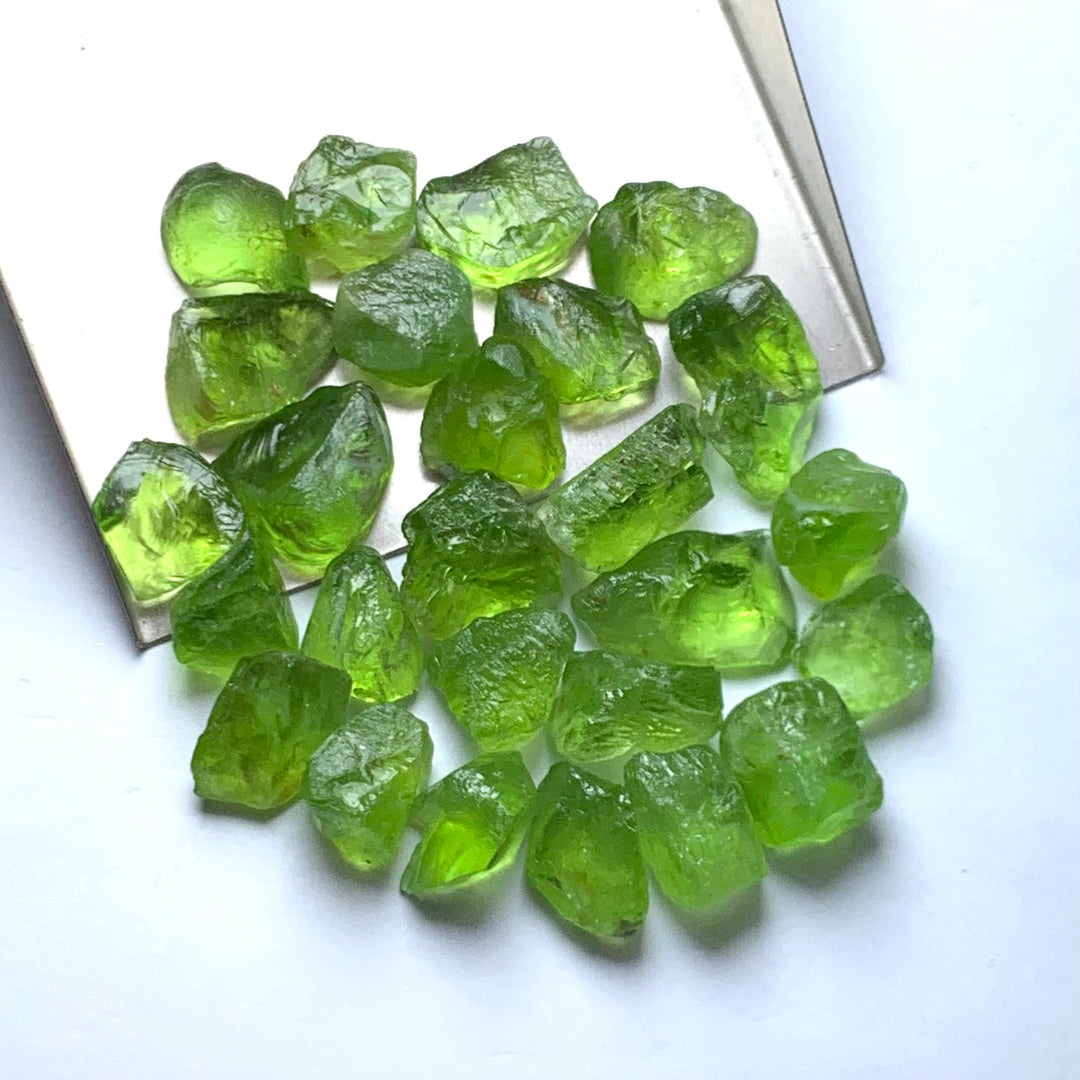 37 Grams Facet Rough Apple Greenish Peridots For Sale