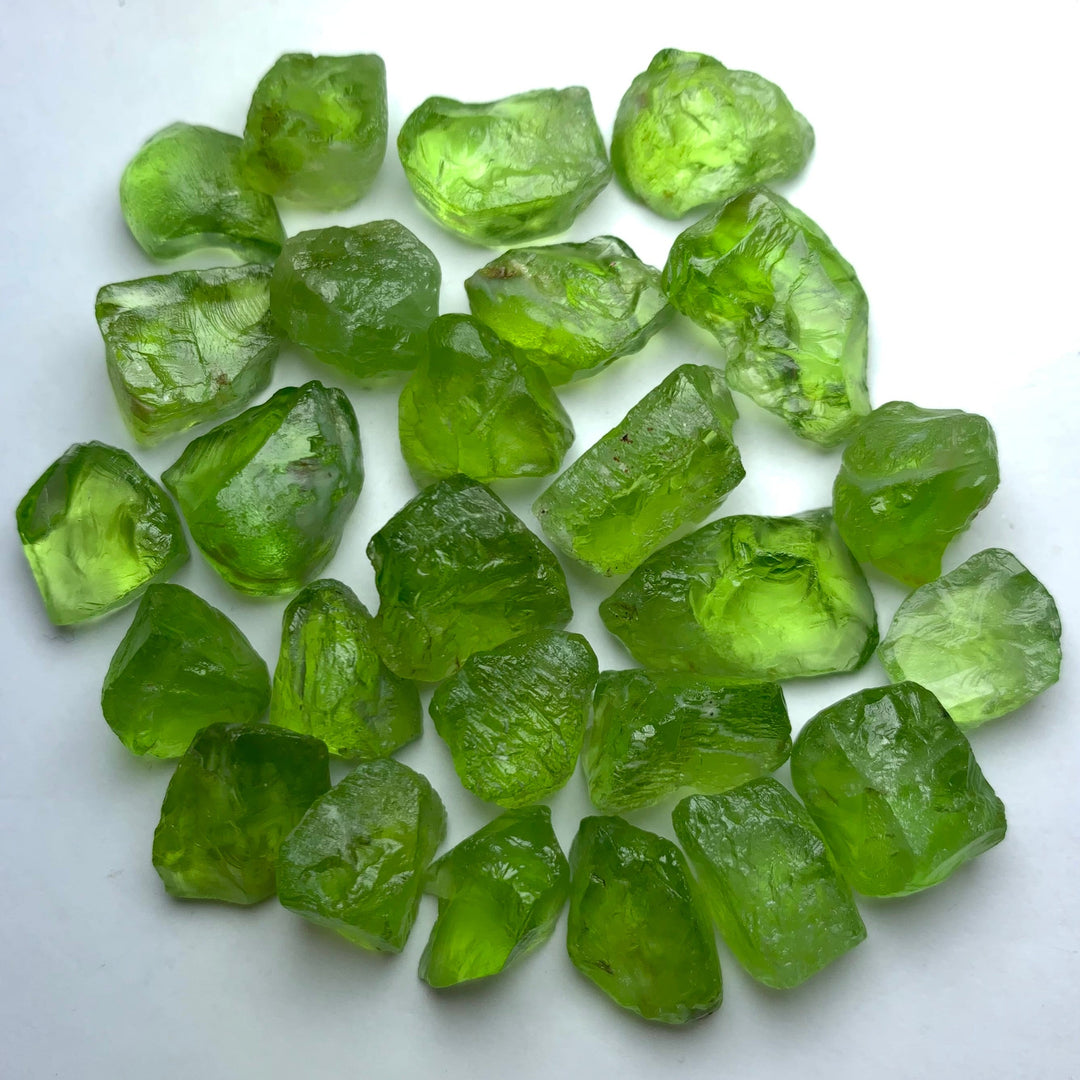 37 Grams Facet Rough Apple Greenish Peridots For Sale