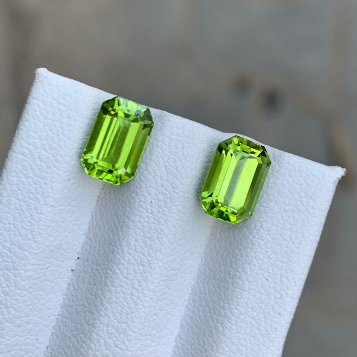 2.10 Carats Each Faceted Semi-Precious Peridot Pairs