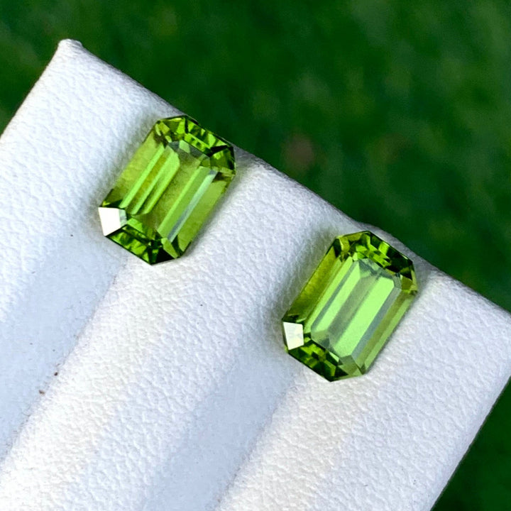 2.10 Carats Each Faceted Semi-Precious Peridot Pairs