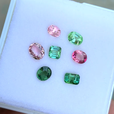 4.40 Carats Faceted Pink and Green African Tourmalines
